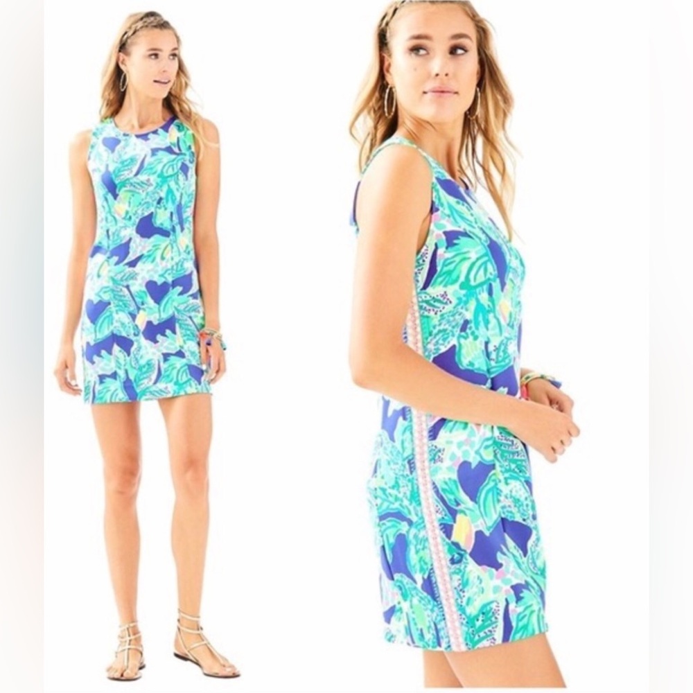 Lilly Pulitzer Mila Knit Shift in Wake Up Call Print New Size L